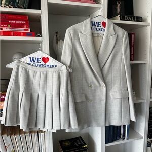 Aritzia Light Gray Blazer and Skirt Set